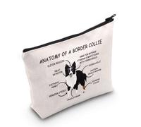 Border Collie Dog Lover Gift Anatomy of A Border Collie Makeup Bag Border Collie Dog Mom Cosmetic Bag Border Collie Owner Gift Animal Lover Travel Bag (Anatomy of A Border Collie White)
