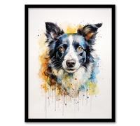Border Collie Dog Lovers Gift Watercolour Pet Portrait Painting Artwork Artwork Framed Wall Art Print A4