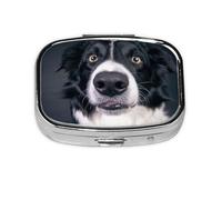 Border Collie & Dog,Meta Pill Box 2 Compartment Medicine Case,Portable Organizer,Rectangle Meta Portable Organizer Pill Box 756 Compartment Medicine Case