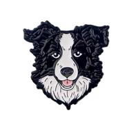 Border Collie Dog Metal Enamel Pin Badge Black White Animal Lapel Pin 2.8cm x 2.8cm