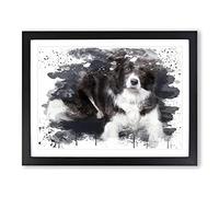 Border Collie Dog No.2 V3 Modern Framed Print | A2 Black Framed Wall Art | Ready to Hang | Modern Animal Picture | Living Room Bedroom Lounge Office