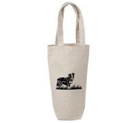 'Border Collie Dog on Grass' Cotton Wine Bottle Gift/Travel Bag (BL00041077)