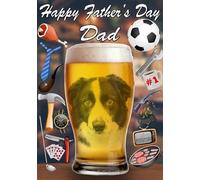 Border Collie Dog Pint Father's Day Greeting Card A5 Dad Things Step Dad Pub Beer PP26