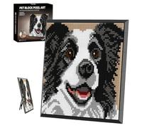 Border Collie Dog Pixel Art Mini Micro Blocks Wall Hanging Tabletop Decor