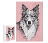 Border Collie Dog Portrait 1000 Piece Jigsaw Puzzle - Relaxing Puzzle Experience for Border Collie Lovers and Dog Owners, Stunning Collie Art for Enthusiasts, Finished Size 30 x 20 Inches