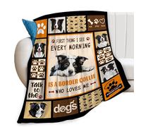 Border Collie Dog Print Blanket Best Dog Pet Animal Throw Blankets for Couch Sofa Stuff Decor Gifts Lightweight Soft Cozy Fleece Plush Warm Flannel Bedding for Lover Man Woman Teen Adults 40"x50"