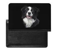 Border Collie Dog Printed Passport Holder Cover Leather Passport Wallet Slim Card Case for Travel