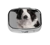 Border Collie Dog Printing,Meta Pill Box 2 Compartment Medicine Case,Portable Organizer