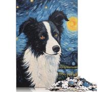 Border Collie Dog Puzzles 500 Piece Wooden Puzzle for Adults And Teenager Educational Game for Adult Teenagers 500pcs (52x38cm)