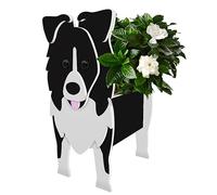 Border Collie Dog Shaped Planter - Outdoor Plant Pot - Garden Decor Gift