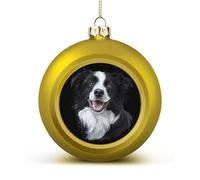 Border Collie Dog Shiny Christmas Ball Ornaments for Xmas Tree Hanging Balls Holiday Party Decoration 2PCS