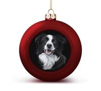 Border Collie Dog Shiny Christmas Ball Ornaments for Xmas Tree Hanging Balls Holiday Party Decoration 2PCS