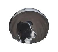 Border Collie Dog Spotted Snow,Shower Cap Nightcap Double Layer Waterproof Elastic Bath Cap Reusable Hair Cap