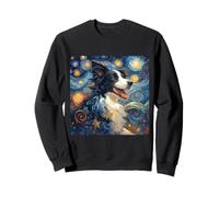 Border Collie Dog Starry Night Vincent Van Gogh Painting Sweatshirt