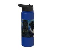 Border Collie Dog Van Gogh Starry Night Stainless Steel Insulated Water Bottle