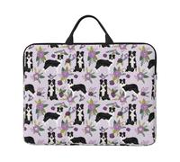 Border Collie Dog Vintage Florals Purple, 14 Inch Laptop Sleeve, Notebook Bag Laptop Case Sleeve Briefcase with Handle