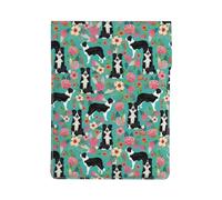 Border Collie Dog Vintage Style Florals, PU Leather Laptop Sleeve, Notebook Bag Laptop Case Sleeve Tablet Briefcase