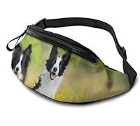 Border Collie Dog Waist Bag with Headphone Hole Fanny Pack Adjustable Sling Pocket Unisex Running Belt Bag for Hiking Cycling Sports