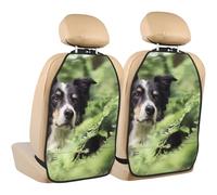 Border Collie Dogs Bokeh Pets Black White,2 Pack Car Seat Kick Mats Back Seat Protector Durable Back Seat Organiser