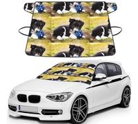 Border Collie Dogs Puppy Pets Black Border, Car Windshield Cover, Protective Windscreen Cover - Snow Ice Sun UV Dust Water Resistant - Fit for Most Cars