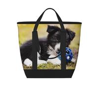 Border Collie Dogs Puppy Pets Black Border,Lunch Bags Large Capacity Insulated Tote Bag For Women Men Work Picnic Travel