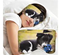 Border Collie Dogs Puppy Pets Black Border, Sleep Mask for Home Travel, Full Eye Covers Light Blocking Eye Mask Sleep Eye and Ear Muffs