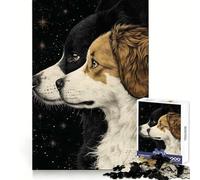 Border Collie Dogs Under The Stars Jigsaw Puzzles for Adults1000 Pieces Sharp Mind Mindful Leisure Firm Fit Joyful Xmas (50X75CM)