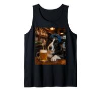 Border Collie Drinking Beer Funny Dog Meme Tank Top