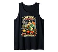 Border Collie Drinking Coffee on a on a Motorbike DIGOR Tank Top