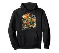 Border Collie eat pizza on a motorbike DIGOR vintage Pullover Hoodie