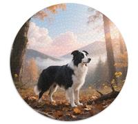 Border Collie Elaborate 1000pc Round Jigsaw with Pet Dog, A Bit of A Brain-Teaser, Best for Office Break Areas Or Evening Leisure 1000pcs (67.5x67.5cm)