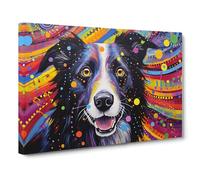 Border Collie Expressionism Canvas Wall Art Print 30x20 Inch