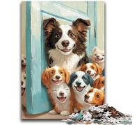 Border Collie Family Jigsaw Puzzles for Adults Teenagers Jigsaws Puzzle,Help The Brain Exercise Addictive Toys to Cultivate Patience Great Gift (50x75cm)