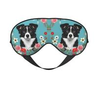 Border Collie Floral Sleep Mask for Women Men Comfortable Eye Mask for Travel, Nap and Sleep