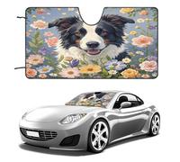 Border Collie Florals Car Windshield Sun Shade Thickened Automotive Glass Sunshade Foldable Sun Shade Keeps Your Vehicle Cool Universal Windshield Cover for Car Trucks SUV