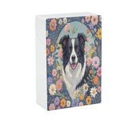 Border Collie Florals Cigarette Case Stylish Lightweight Pocket Holder Case for Smoke Waterproof Cigarette Dispenser Cigarettes Accessories for Outdoor Camping Hiking