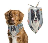 Border Collie Florals Dog Bandanas Adjustable Bib Party Pet Decorations Cute Dog Triangle Scarfs for Small Medium Puppy Cat Costume Accessory