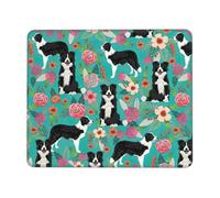 Border Collie Florals Enhanced Control Mouse Pad with Lock Stitch Edge Large Thick Non-Slip Desk Mat for Office Task