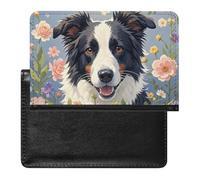 Border Collie Florals Passport Holder ID Card Protector Case Holder Travel Pack Unisex-adult Waterproof Passport