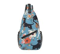 Border Collie Florals Print Crossbody Sling Backpack Sling Bag Travel Hiking Chest Bag | Lightweight Foldable Crossbody Bag