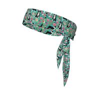 Border Collie Florals Print Head Tie Headbands, Ninja Karate Tie, Athletic Sweatbands,Sweat Wicking Workout Head Band