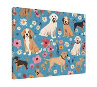 Border Collie Florals -Print Modern Frameless Wall Art 16x20 Inches, Abstract Prints for Living Room Bedroom, Home Decor Gift, Ready to Hang Canvas.