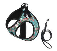 Border Collie Florals Print Reflective Pet Leash Vest For Small Dogs & Cats, Adjustable Outdoor Walking Hiking Vest