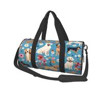 (Border Collie Florals) Print Round Large Travel Bag - Multi-Compartment Organizer Lightweight for Trips & Sports