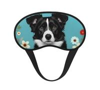 Border Collie Florals Print Sleep for Adults Comfortable Eye Mask for Travel Camping Light Blocking Nap Cover