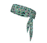 Border Collie Florals Print Sports Headband, Adjustable Head Tie For Running, Tennis & Workouts, Soft Fit