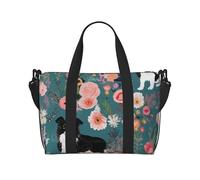 Border Collie Florals Print Travel Duffel Bag, Lightweight Water-Resistant Weekender Spacious Gym & Travel Bag for Men, Women & Teens