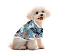 Border Collie Florals Printed Everyday Soft Cotton Dog Short Sleeve T-Shirt For Chihuahuas & Teacup Puppies & Small Dogs Breeds Stretchy Cat Outfit