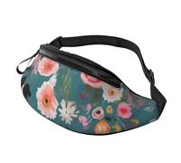 Border Collie Florals Printed Personalized Waist Bag, Lightweight and Versatile Crossbody Bag for Everyday and Outdoor Adventures