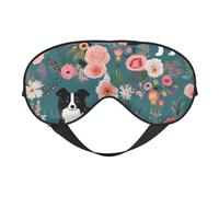 Border Collie Florals Printing Sleep Mask for Women Men Double-Sided Print Soft Silk Eye Masks Eye Sleep Shade Cover